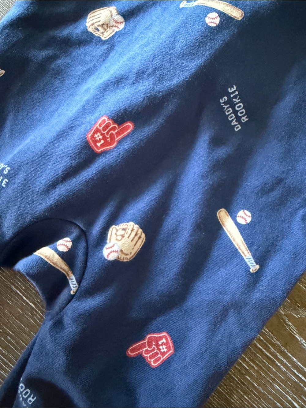 3/$13 NWT Carter's Navy Baseball Print Footed Pajamas Daddy’s Rookie sports blue - Picture 4 of 4
